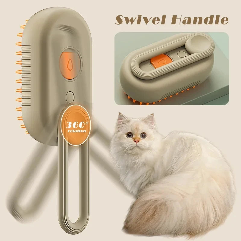 3-in-1 Steam Brush for Cats & Dogs – Electric Grooming Glove