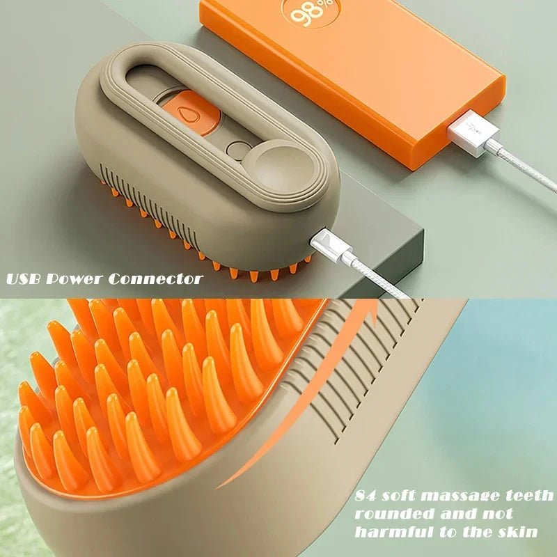 3-in-1 Steam Brush for Cats & Dogs – Electric Grooming Glove