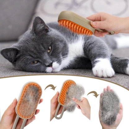 3-in-1 Steam Brush for Cats & Dogs – Electric Grooming Glove