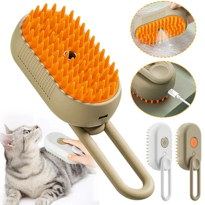 3-in-1 Steam Brush for Cats & Dogs – Electric Grooming Glove