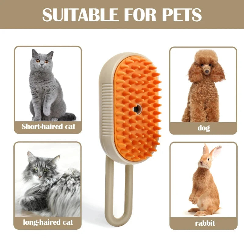 3-in-1 Steam Brush for Cats & Dogs – Electric Grooming Glove