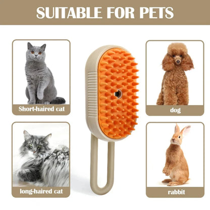 3-in-1 Steam Brush for Cats & Dogs – Electric Grooming Glove